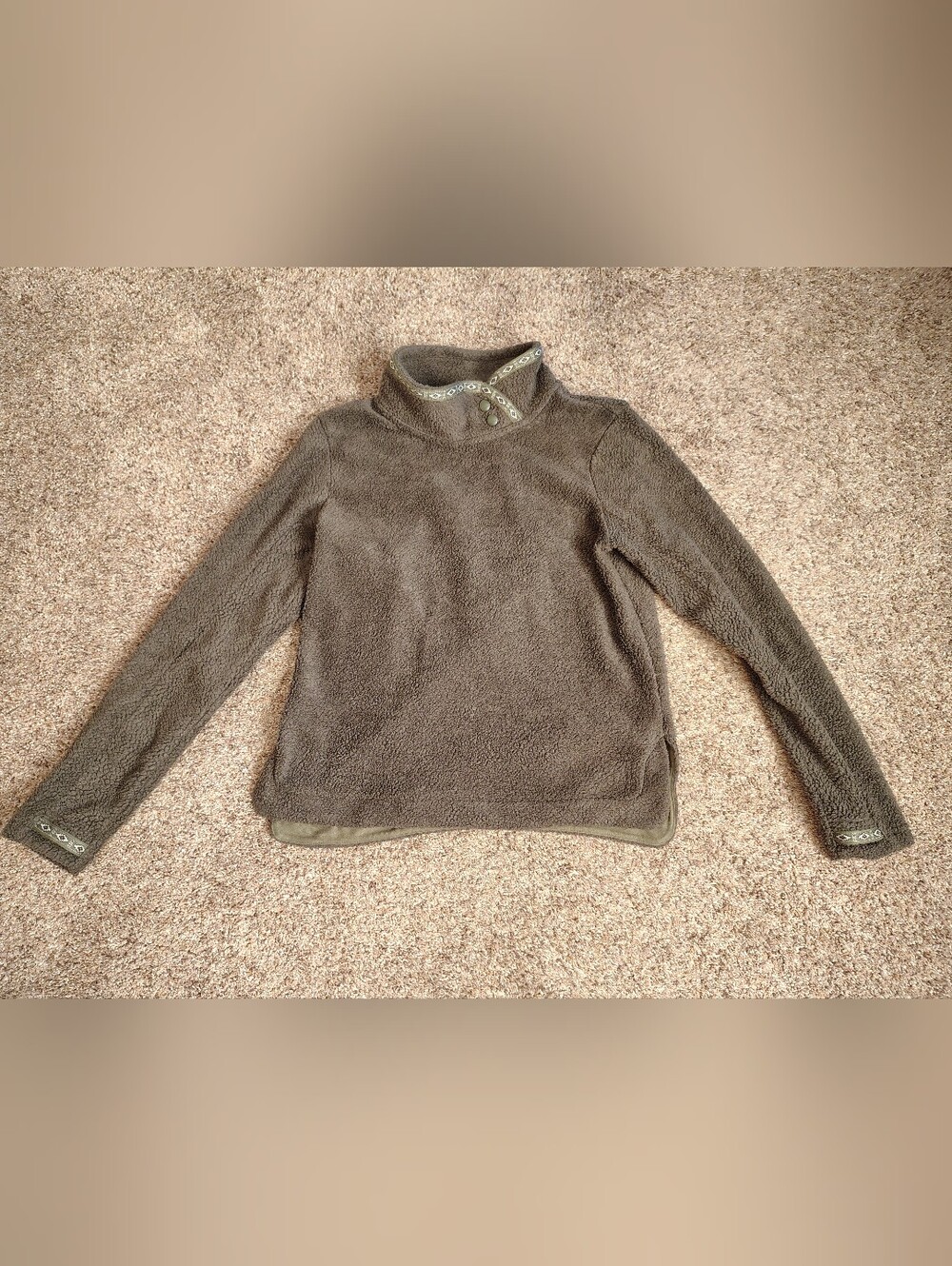 Women's Plush Olive Green Fleece Sweater